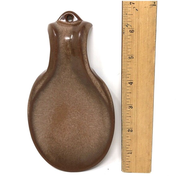 FRANKOMA Plainsman Brown Satin Spoon Rest Holder Vintage Oklahoma Made in USA - Picture 9 of 10